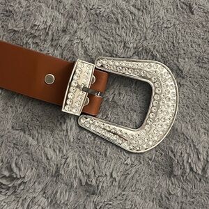 Studded Brown Belt with Silver Accents